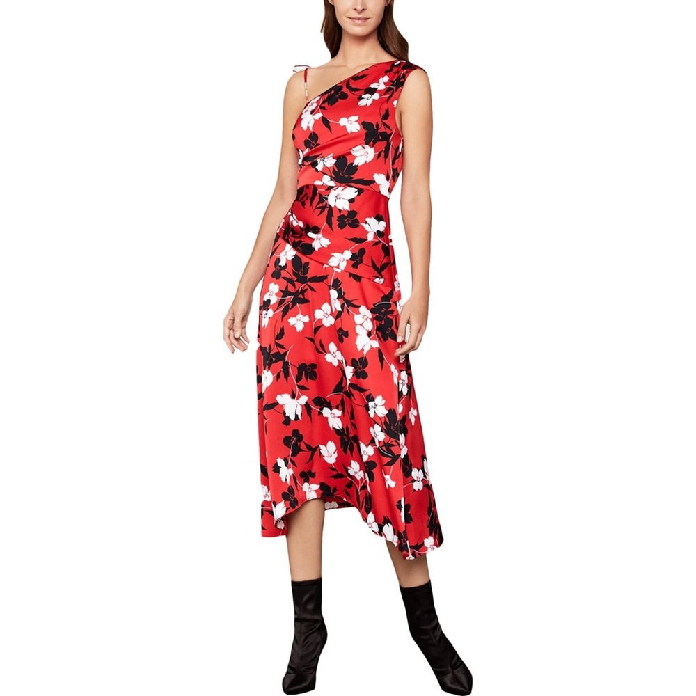 BCBGMaxAzria Red Floral Midi Dress